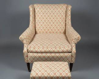Traditional Wingback Armchair with Matching Storage Ottoman fifth image