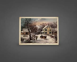 Currier  Ives American Homestead Winter Postcard fourth image