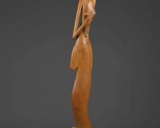 MidCentury Modern Carved Wood Stylized Female Figure second image