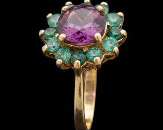 Vintage Ruby and Emerald Cluster Ring
