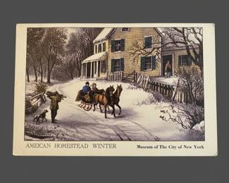 Currier  Ives American Homestead Winter Postcard fifth image