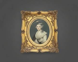 Antique Portrait Miniature of a Lady in Ornate Gilt Frame