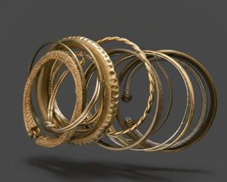 Collection of Mixed Metal Fashion Bangle Bracelets with Twisted Cable and Textured Designs second image