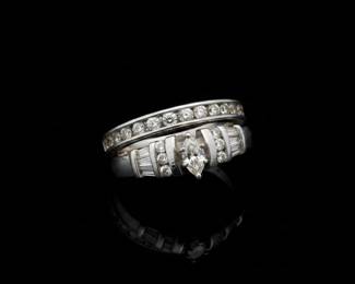 Marquise Diamond Bridal Set with Baguette and Round Accents