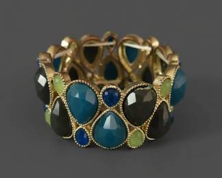 MultiColored Faceted Resin Beaded Stretch Bracelet second image