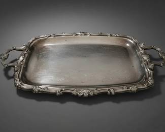 SilverPlated Serving Tray with Etched Crystal Stemware and Bowls second image