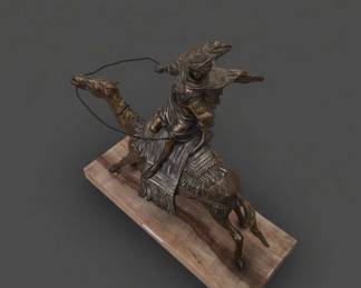 Vintage Orientalist Metal Camel and Rider Sculpture