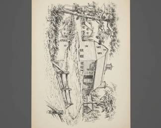 Jay Killian Farm Scene Pen and Ink Drawing second image
