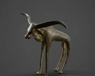 West African Bronze Antelope Figurine second image