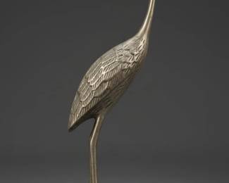 MidCentury Brass Crane Figurine second image