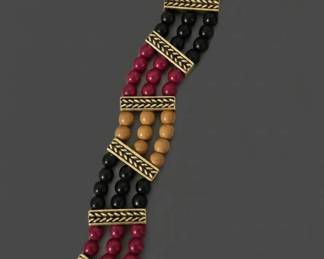 MultiStrand Beaded Bracelet with GoldTone Chevron Spacers second image