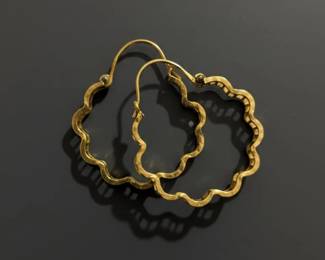 K Gold Flower Hoop Earrings second image