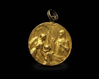 JeanBaptiste mile Dropsy Madonna and Child K Yellow Gold Charm Pendant