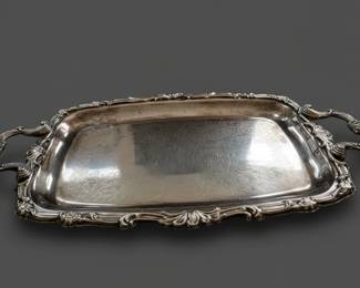 Vintage SilverPlated Serving Tray with Etched Crystal Stemware second image
