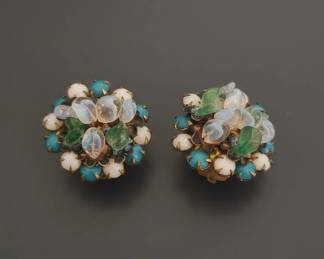 Vintage MidCentury Jelly Glass Cluster ClipOn Earrings second image