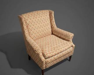 Traditional Wingback Armchair with Matching Storage Ottoman fourth image