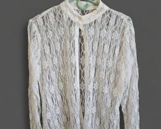 Vintage White Lace ButtonUp Blouse second image