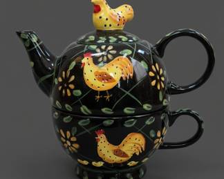 Ceramic Rooster TeaforOne Set by Bella Casa by Ganz second image