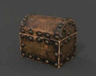 Antique Studded Leather Dome Top Box second image