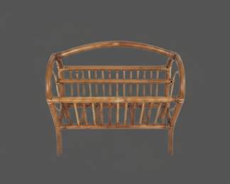 Vintage Rattan and Bamboo Magazine Rack