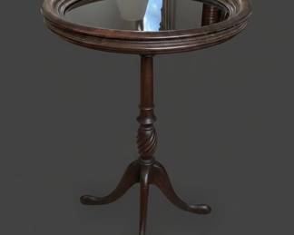 Vintage Mahogany Tripod Wine Table with Glass Top