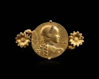 Emile Vernier Allegory of Spring Art Nouveau Brooch
