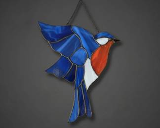 Stained Glass Bluebird Suncatcher on Branch second image