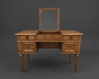 Drexel Esperanto Spanish Revival Fruitwood Desk with Vanity Mirror seventh image
