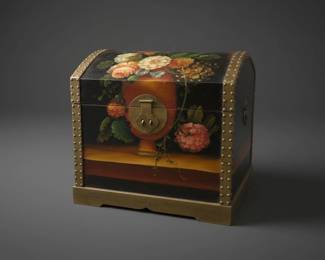 Vintage HandPainted Floral DomeTop Storage Chest second image