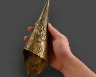 Vintage Embossed Brass Match Holder second image