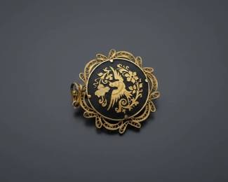 Damascene Bracelet and Pendant Set with Birds and Floral Motifs second image