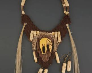 Artisan AfricanStyle Statement Necklace and Earring Set with Zebra Pendant third image