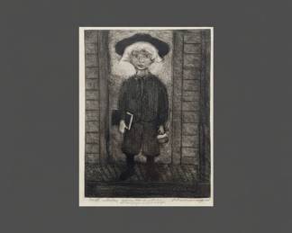 Kiehl Xtian Newswanger Amish Schoolboy Etching