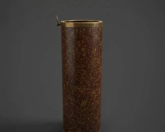 Vintage Hammered Metal Umbrella Stand with Brass Trim second image