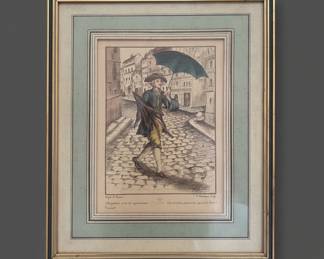 Cris de Paris Umbrella Repairman Engraving by F. Dumont after H. Poisson