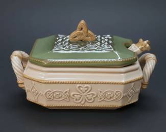 Belleek Pottery Shamrock Covered Butter Dish second image