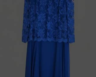 Alex Evenings Cobalt Blue Lace Overlay Evening Gown second image