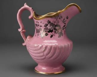 Staffordshire Pink Lustreware Pitcher and Marbled Bowls second image