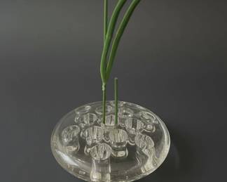 Vintage Clear Glass Flower Frog with Holes second image