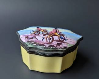 th Century Battersea Enamel Patch Box  The Hobby Horse second image