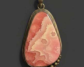 Rhodochrosite Pendant in Sterling Silver second image