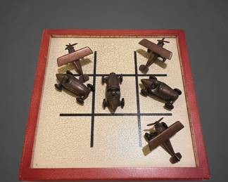 Vintage Metal Airplane and Race Car TicTacToe Set second image