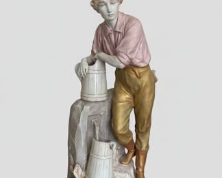 Royal Dux Porcelain Figurine of a Boy at a Water Pump