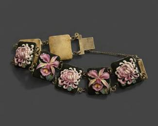 Vintage Japanese Porcelain Floral Bracelet second image
