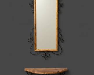 Wrought Iron Mirror and Console Shelf Set