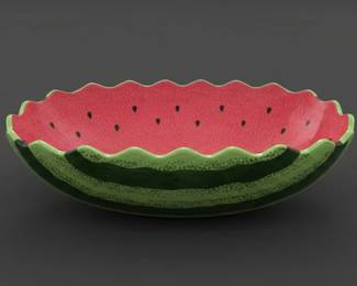 Vintage Mcnees Mold Watermelon Ceramic Fruit Basket Bowl second image