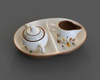 Stangl Pottery Amber Glo Creamer, Sugar, and Serving Set second image