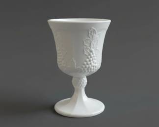 Vintage Indiana Glass Colony Harvest Grape Milk Glass Goblet and Bud Vase second image