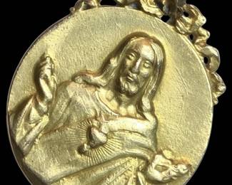 Vintage Sacred Heart of Jesus Pendant Medal