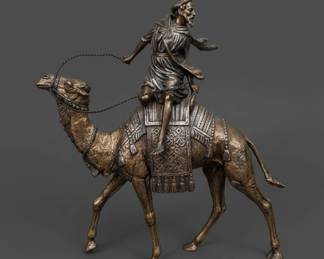 th Century Orientalist Bronze Sculpture Arab on Camel